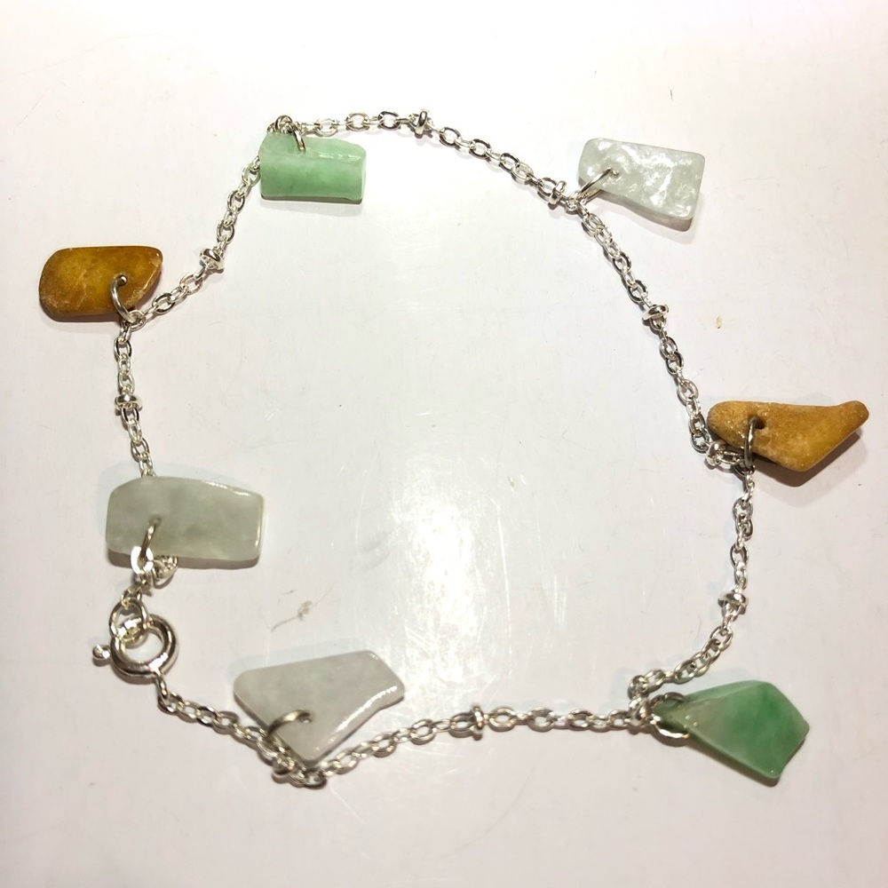 Authentic type a jade 925 s silver foot bracelet